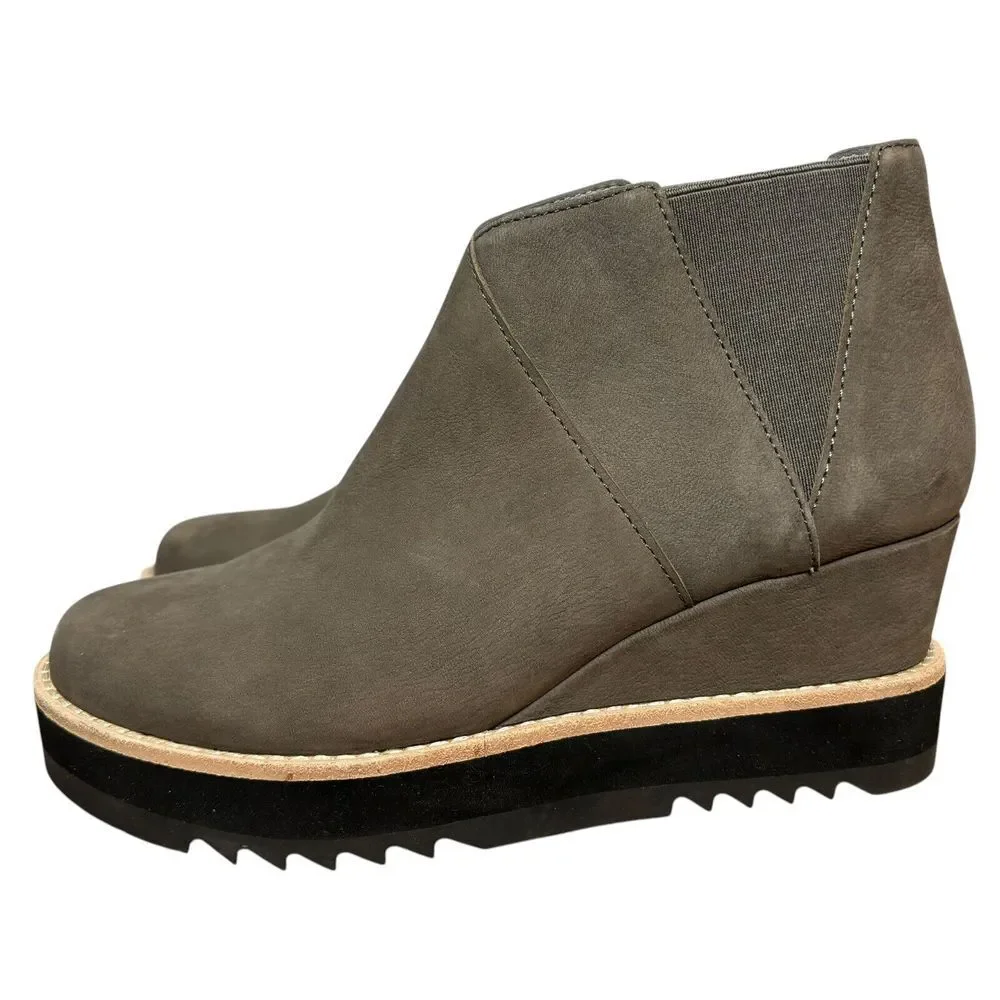 NEW $250 Sz 6.5 Women Eileen Fisher Caddy Nubuck Leather Chelsea Wedge Boots - Picture 1 of 11